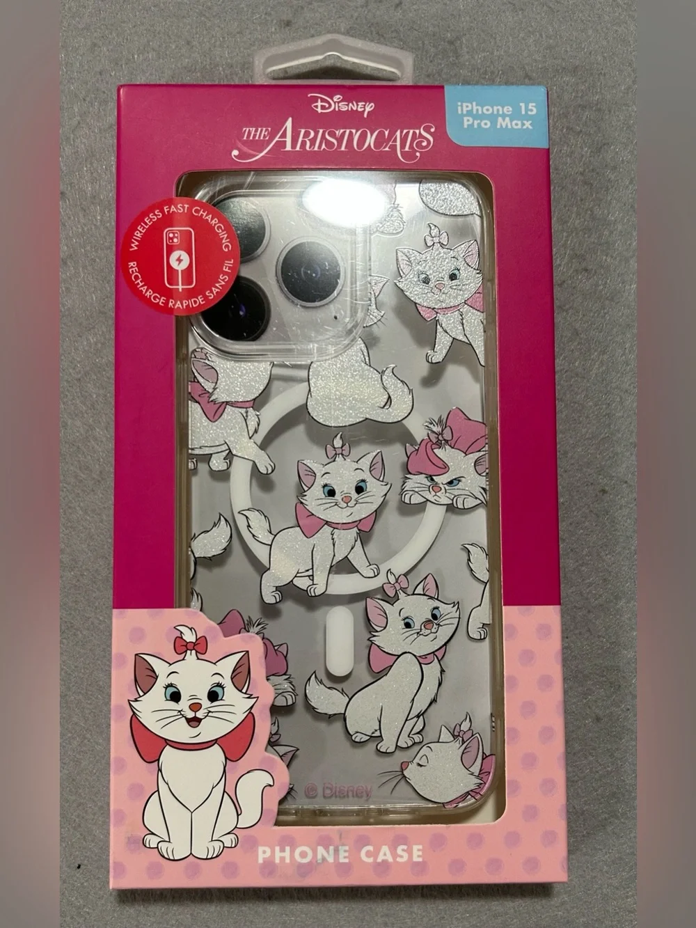 Disney The Aristocats Marie Glitter iPhone 15 Pro Max Case - Pink/White